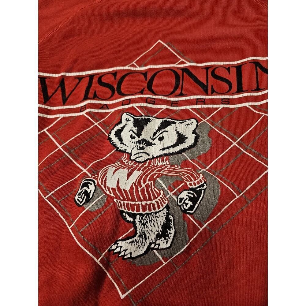 Vintage 80s-90s WISCONSIN BADGERS Crewneck Sweatshirt Sz XL HANES USA - Picture 2 of 6